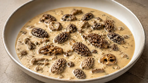Sauce crémeuse aux morilles séchées Morchella esculenta