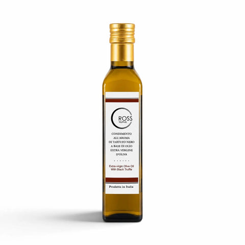 Bouteille de 250 ml d'huile d'olive à la truffe noire aromatisée à 2 % Tuber melanosporum