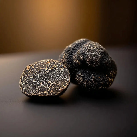 Sélection de truffes fraîches Tuber melanosporum de catégorie EXTRA présentant des variations naturelles de taille et de forme